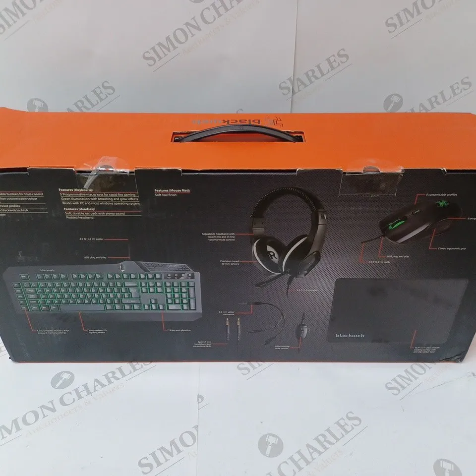 BRAND NEW BOXED BLACKWEB 4 IN 1 GAMING KIT INCLUDING KEYBOARD, MOUSE AND HEADSET