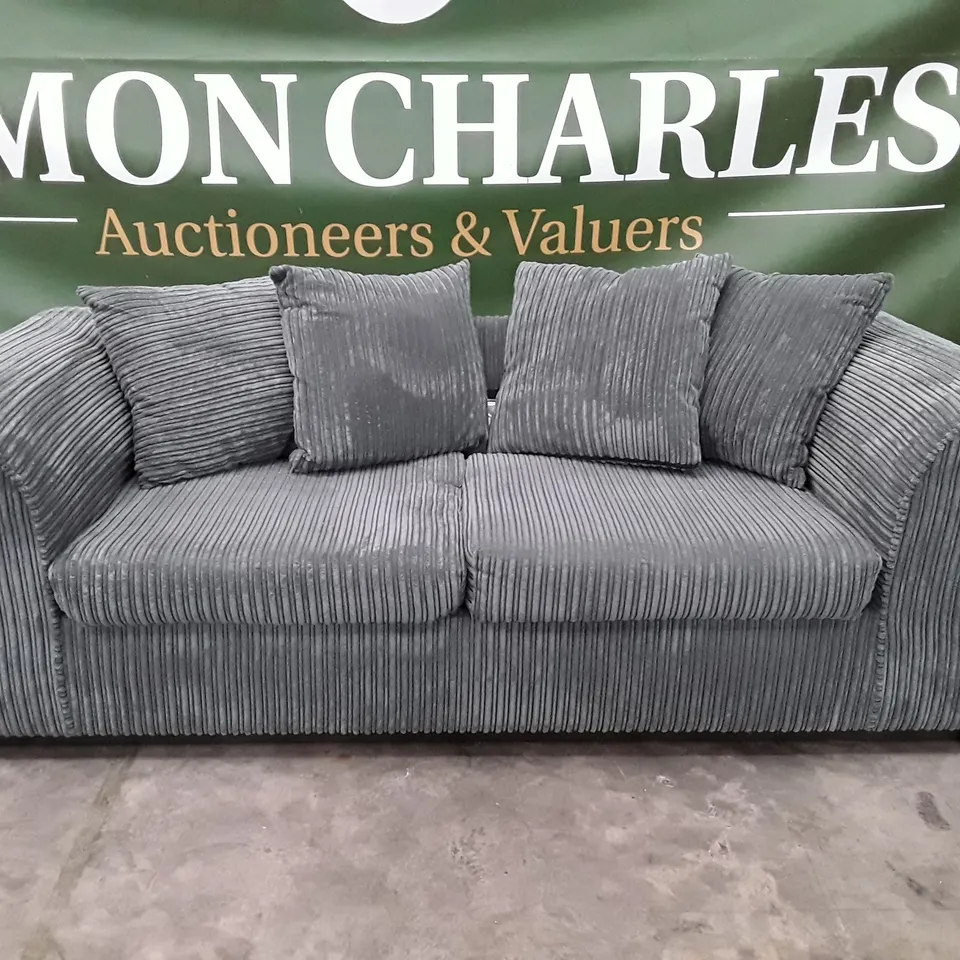 QUALITY DESIGNER DUVERNAY 3 SEATER SOFA - GREY JUMBO CORD FABRIC 