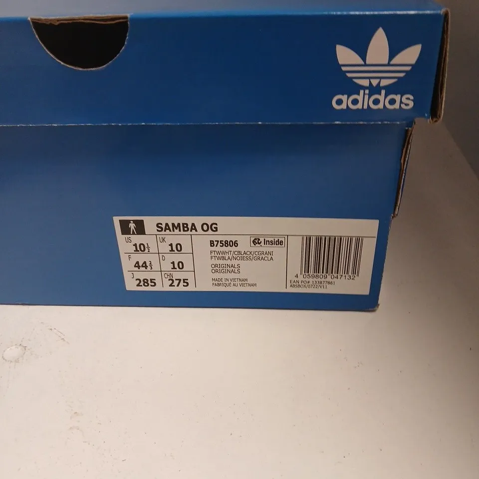 ADIDAS SAMBA OG SNEAKERS – WHITE/BLACK, UK 10 (US 10.5)