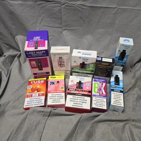 APPROXIMATELY 20 ASSORTED E-CIGARETTE PRODUCTS TO INCLUDE BRANDS SUCH AS LOST MAREY, HAYATI, DOJO, ETC - COLLECTION ONLY