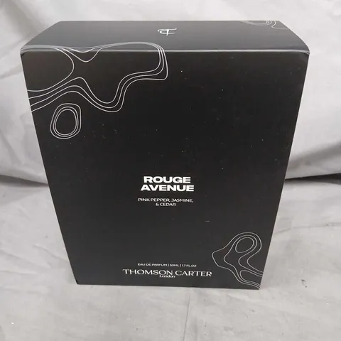 BOXED ROUGE AVENUE PINK PEPPER, JASMINE AND CEDAR EAU DE PARFUM THOMSON AND CARTER 50ML