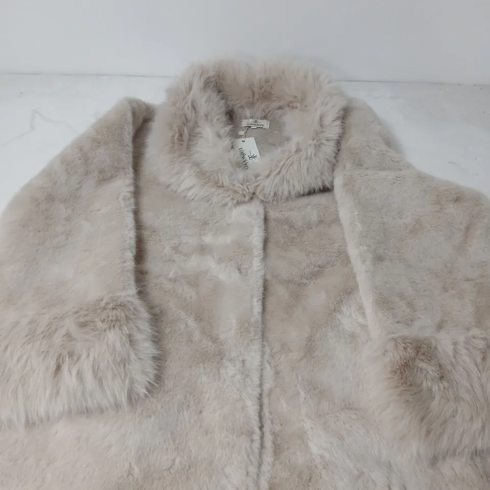 VALISSIÈRE WOMEN'S FAUX FUR COAT – SIZE L/XL, BEIGE/CREAM