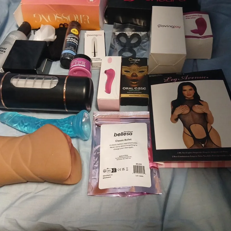 ADULT SEX TOY BUNDLE INCLUDING BONDARA, LOVINGJOY, ORGIE & LEG AVENUE ITEMS