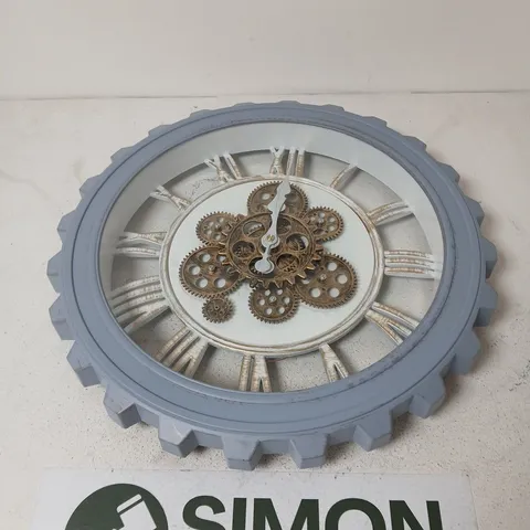 BLISS & BEYOND COG STYLE WALL CLOCK BLUE