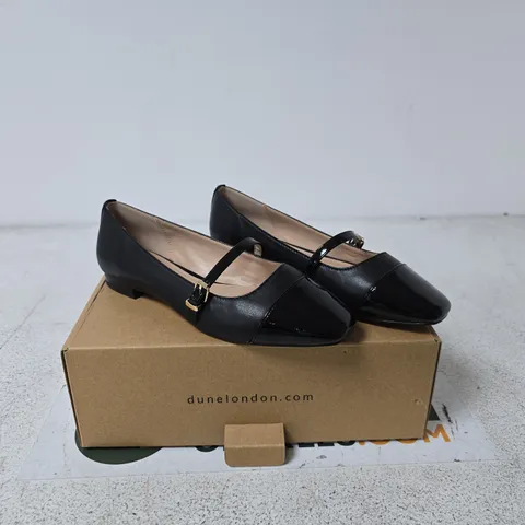 DUNE LONDON BLACK LEATHER TOE-CAP MARY JANE SHOES, UK 6 (EU 39) – MODEL 484HABITS