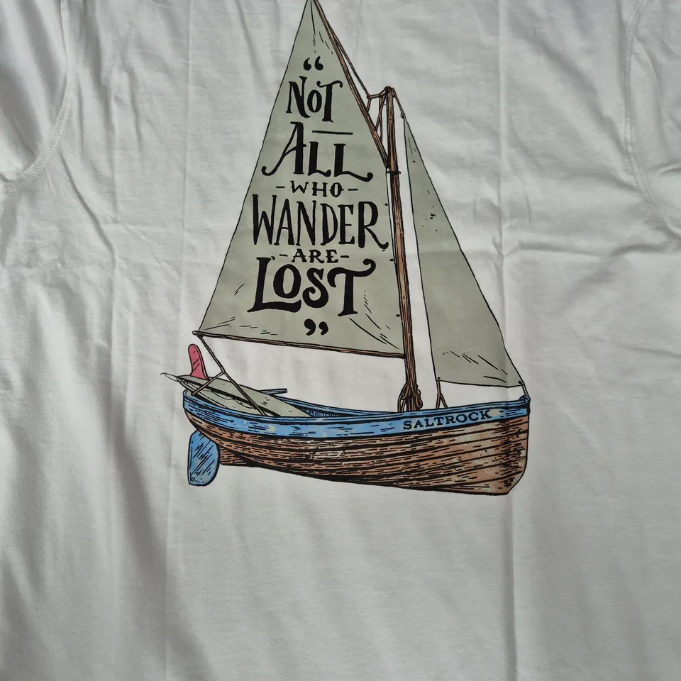 SALTROCK LOST SHIPS SHORT SLEEVE T-SHIRT IN WHITE SIZE MEDIUM