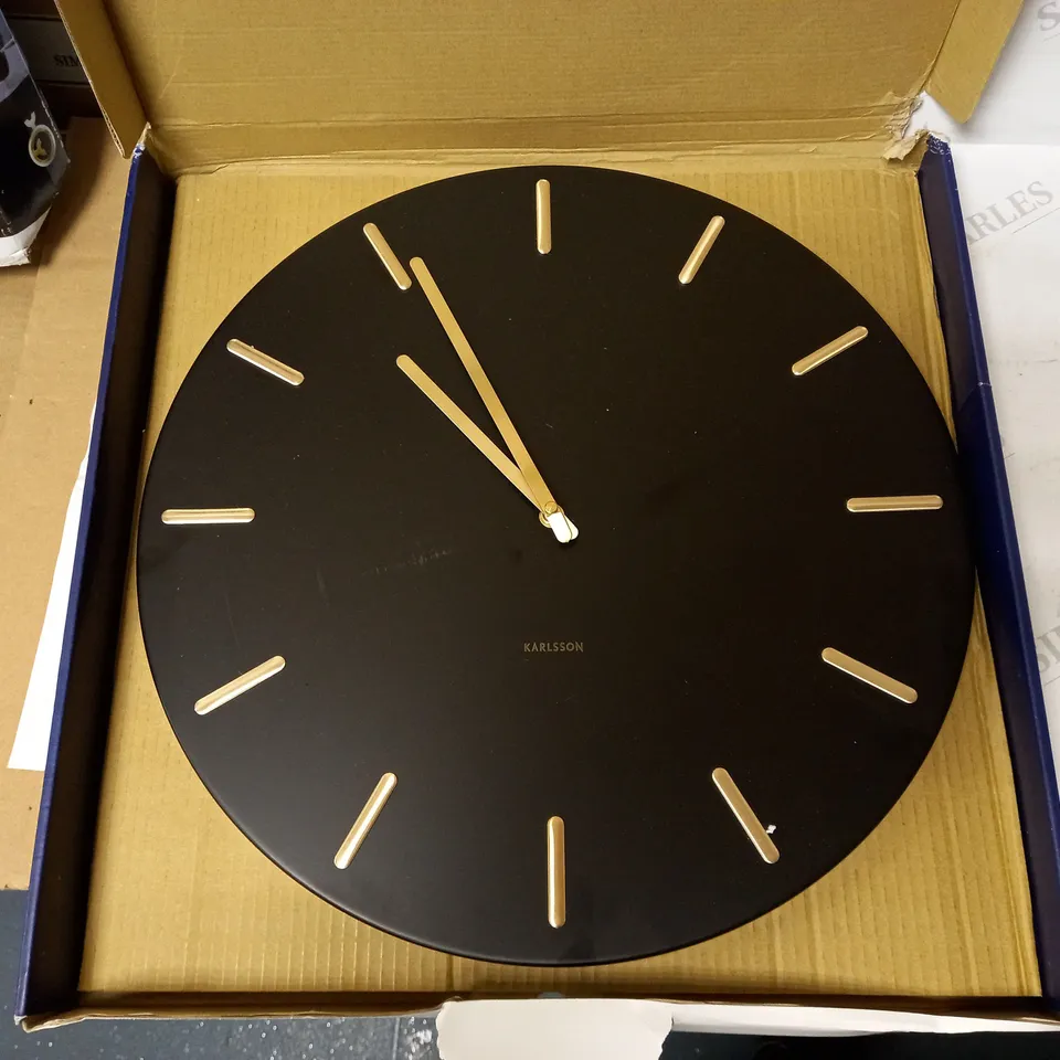 KARLSSON WALL CLOCK CHARM STEEL BLACK WITH GOLD 45X3.5CM,ONE SIZE