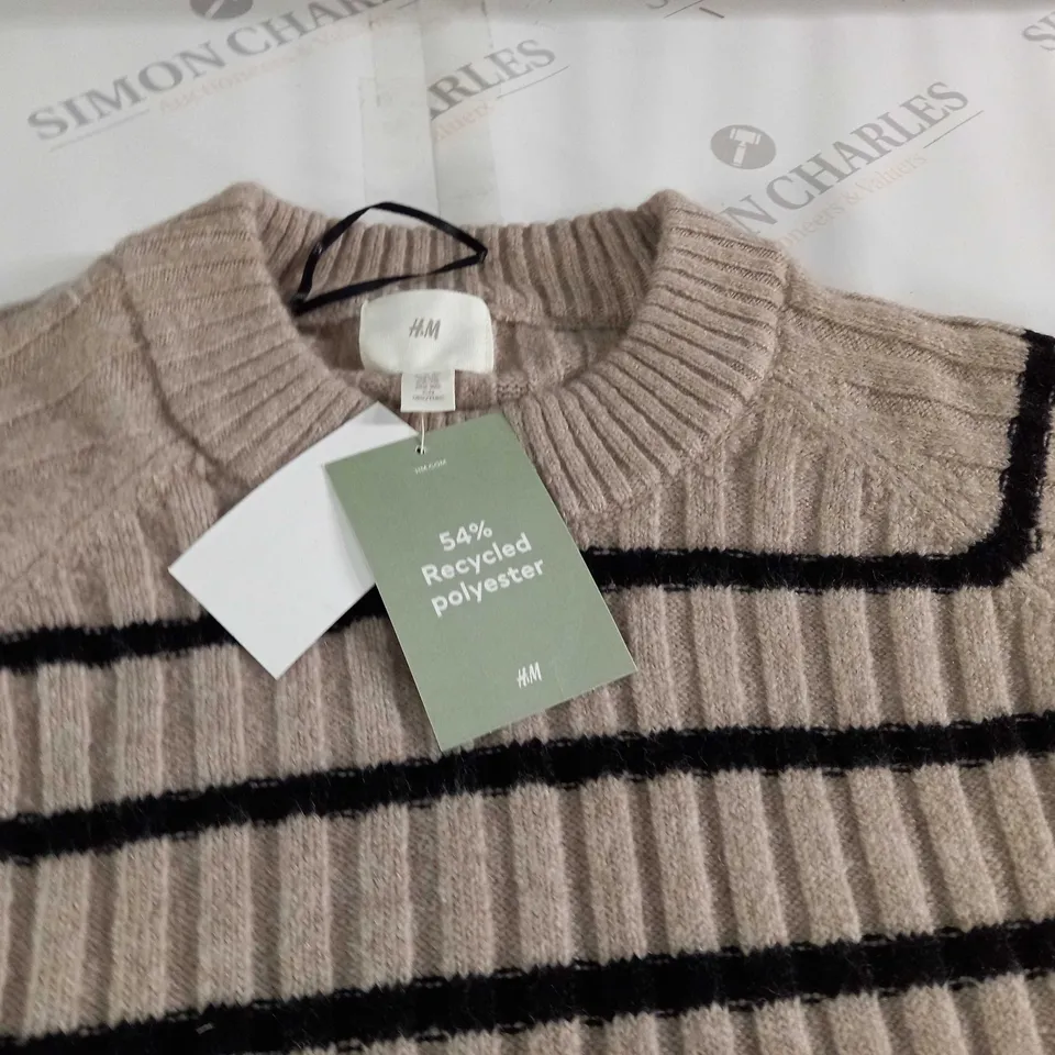H&M STRIPED JUMPER IN TAUPE - EUR XL