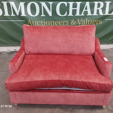 DESIGNER ATWORTH LOVE SEAT METAL ACTION SOFABED PEONY PLUSH FABRIC