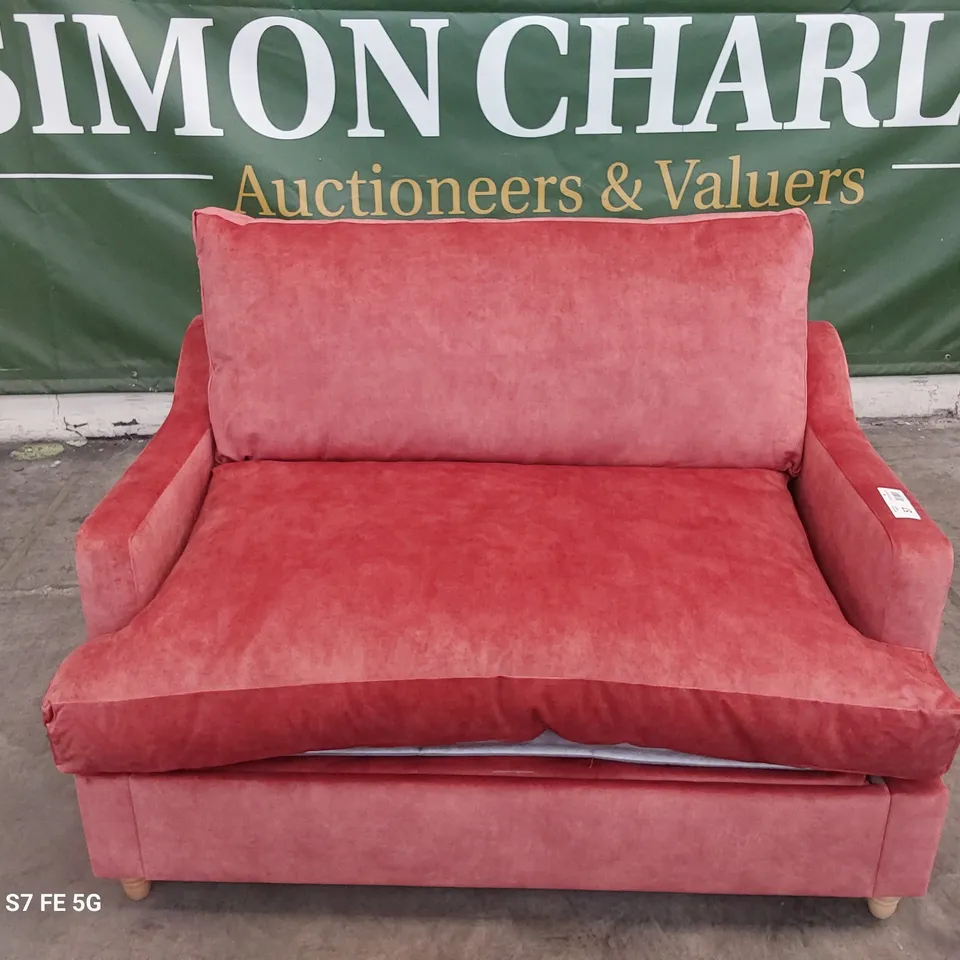 DESIGNER ATWORTH LOVE SEAT METAL ACTION SOFABED PEONY PLUSH FABRIC 