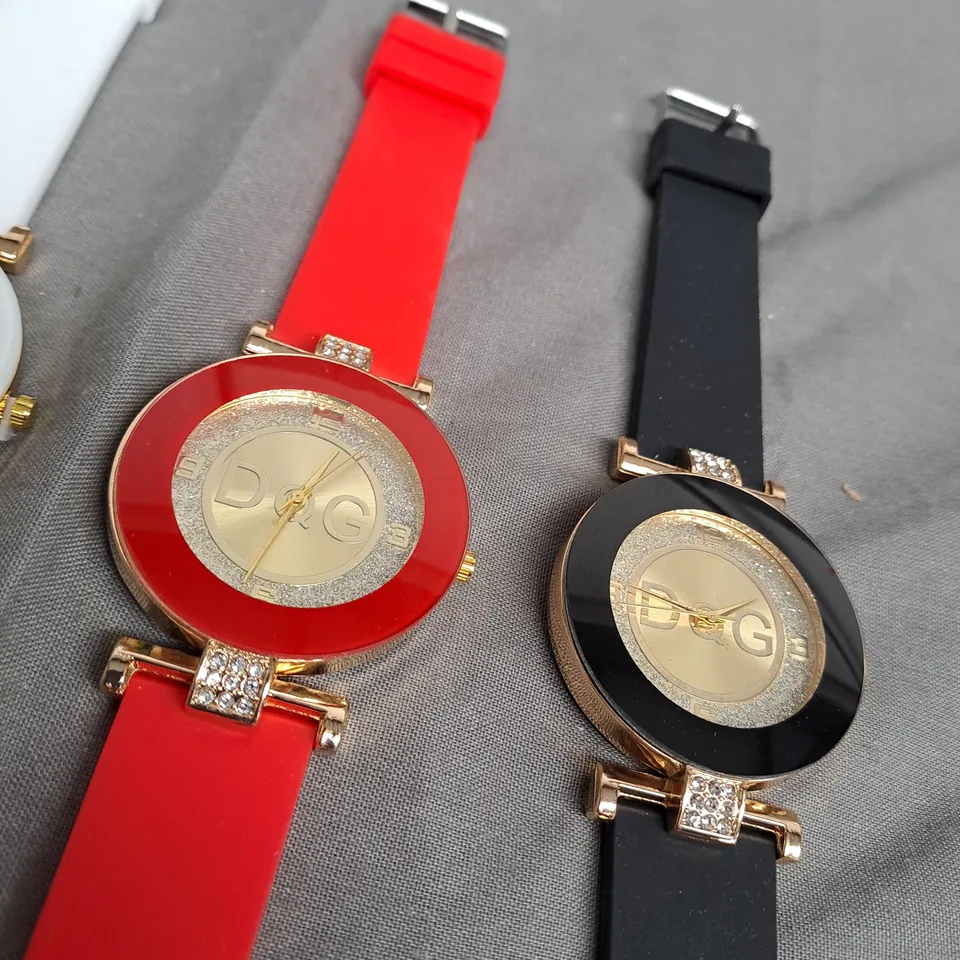 3 X DQG WATCHES TO INCLUDE RED, WHITE & BLACK