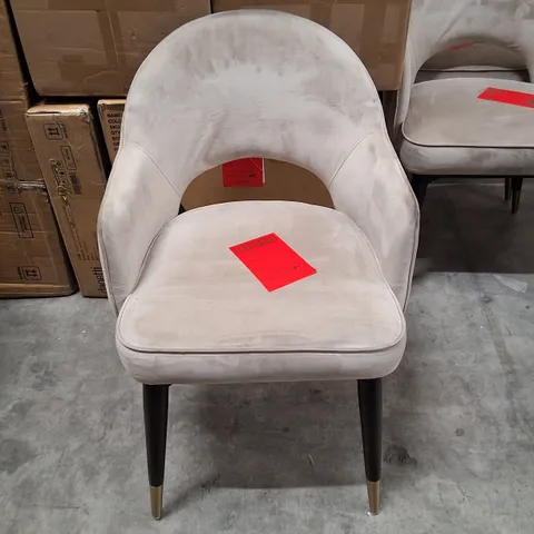 CLOVER CHAMPAGNE VELVET & BRUSHED BRASS DINING ARMCHAIRS (SET OF 5)