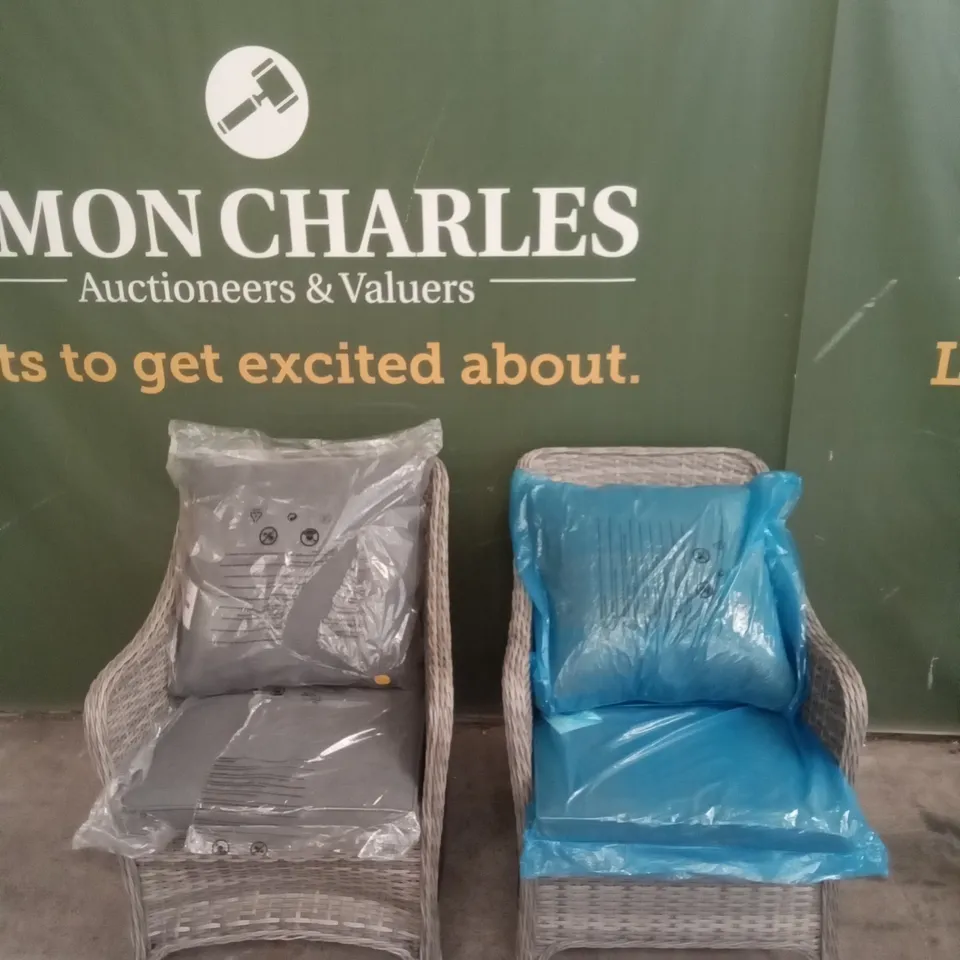 2X GOODHOME GREY RATTAN CHAIRS