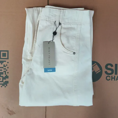 MINT VELVET IVORY RELAXED WIDE JEANS SIZE UK 6R