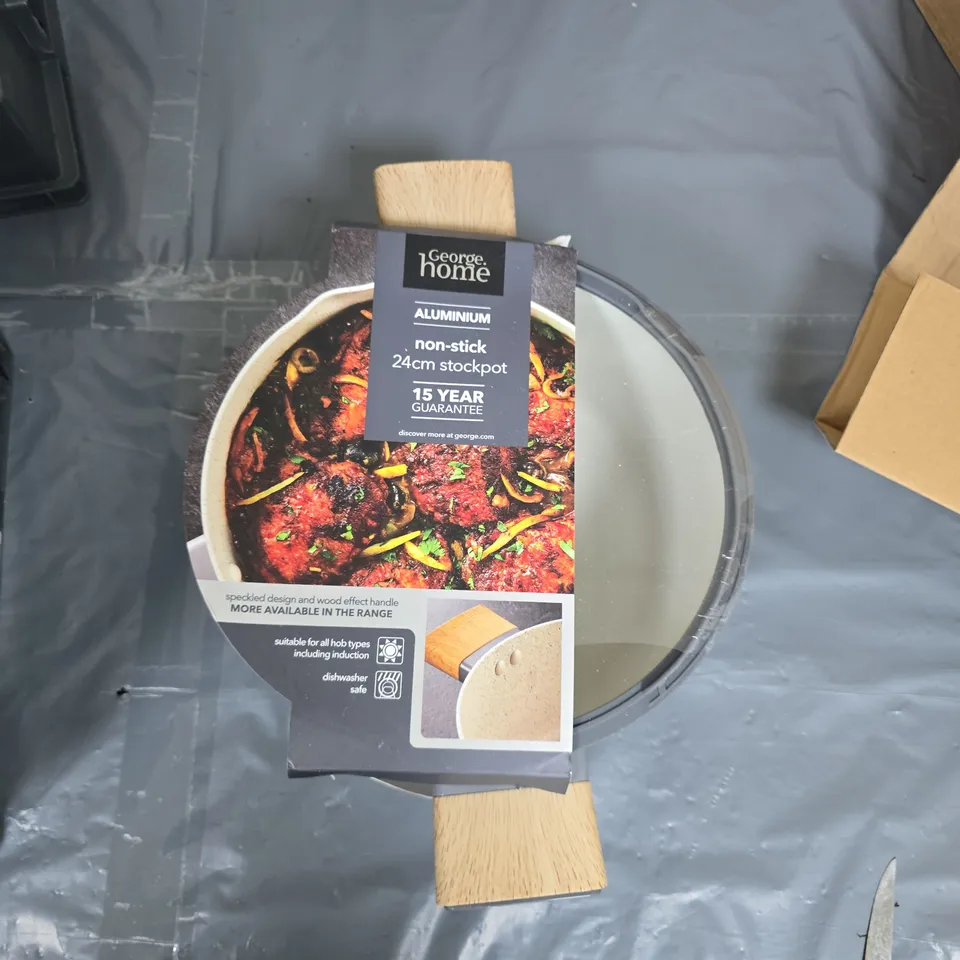 GEORGE HOME ALUMINIUM NON-STICK 24CM STOCK POT WITH GLASS LID