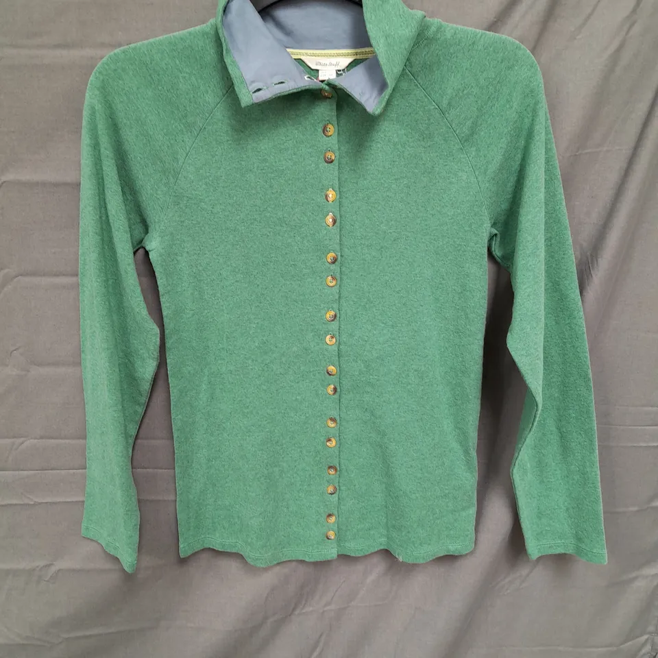 LOT OF 4 OF THE WHITE STUFF LADIES CARDIGANS CREAM AND GREEN, VARIOUS SIZES