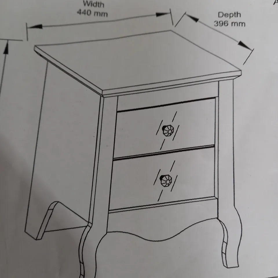 SARDY MIRROR 2 DRAWER BEDSIDE TABLE  RRP £199