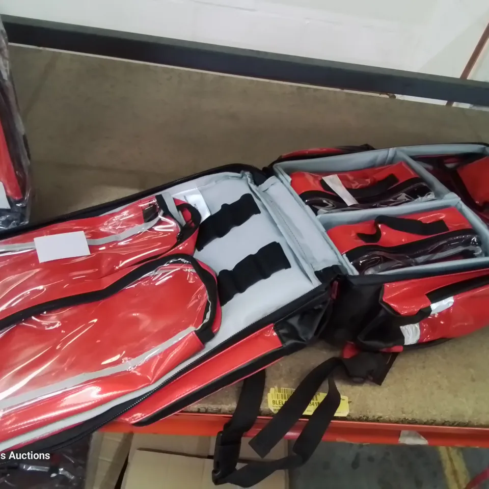 TWO BRAND NEW WATERPROOF RED MEDICAL BACK PACKS