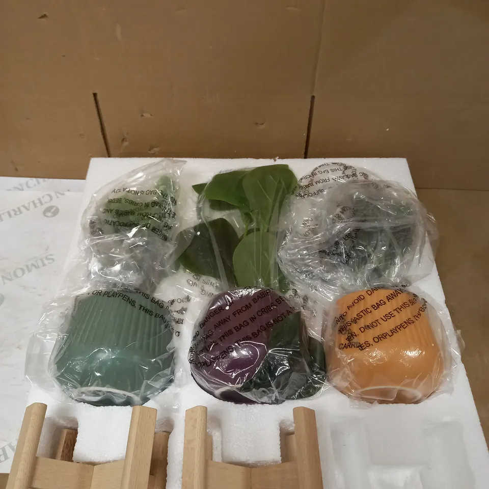BUNDLEBERRY BY AMANDA HOLDEN SET OF 3 FAUX PLANTS ON WOODEN STANDS