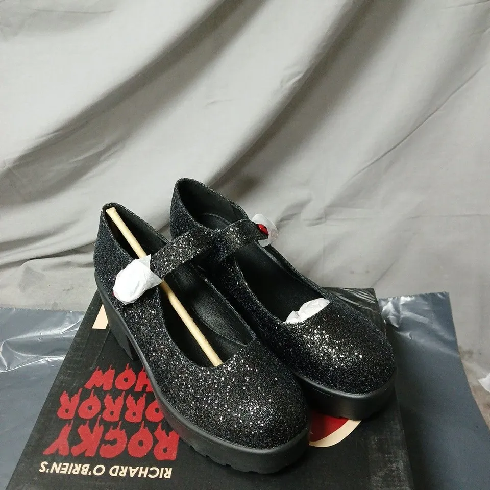 KOI ROCKY HORROR SHOW BLACK GLITTER SHOES BOXED SIZE 6