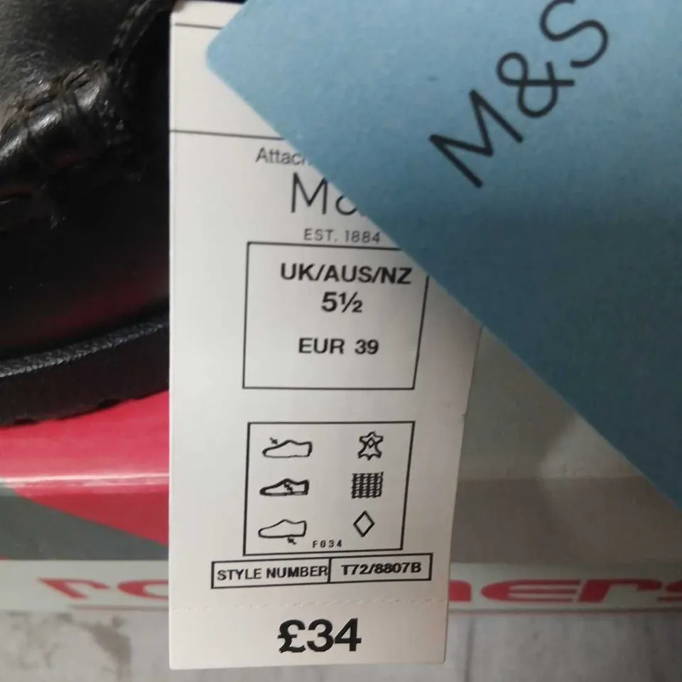 M&S LEATHER SLIP-ON LOAFERS – BLACK UK 5½ (EU 39) 