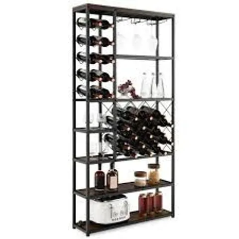 BOXED COSTWAY 6 SHELF 27 BOTTLE WINE RACK WITH GLASS HOLDERS