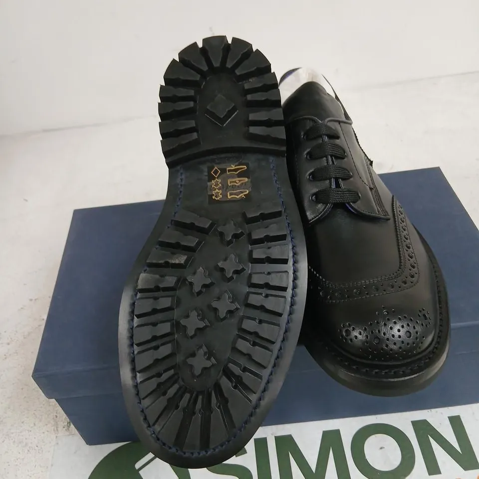 TRICKER'S BURBERRY DERBY SHOES – BLACK LEATHER, RUBBER SOLE, UK 7