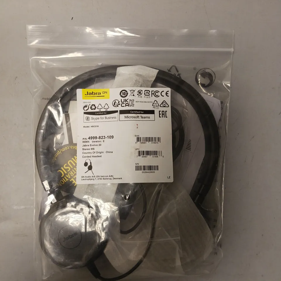 JABRA EVOLVE 20 CORDED USB HEADSET 