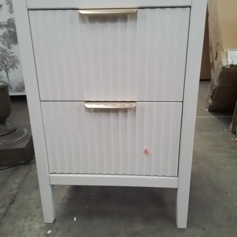 AMEENAH SOLID WOOD BEDSIDE TABLE WITH 2 DRAWERS WHITE