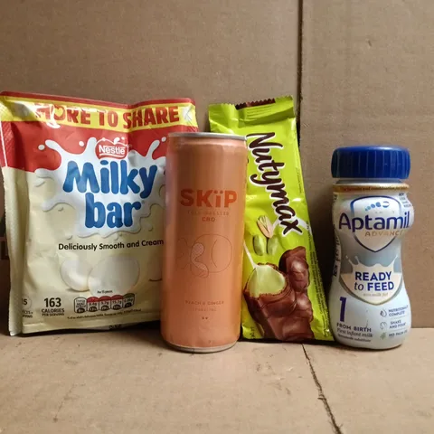 APPROXIMATELY 10 ASSORTED FOOD AND DRINK ITEMS TO INCLUDE APTAMIL, SKIP, MILKY BAR, ETC