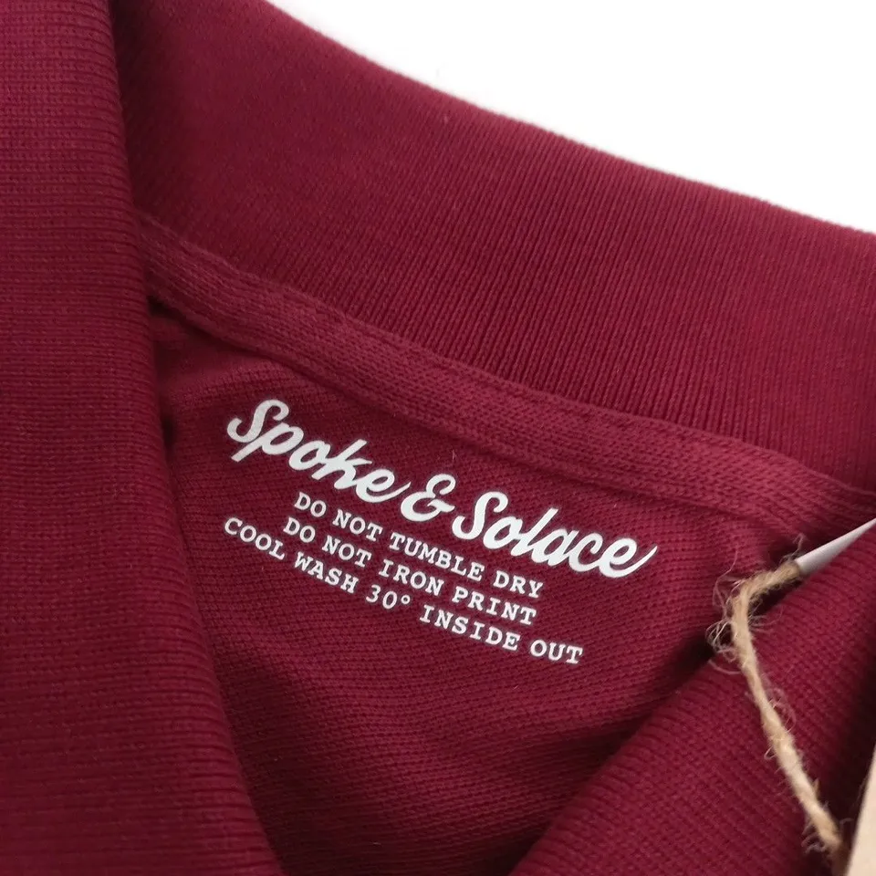 SPOKE & SOLACE BURGUNDY POLO SHIRT SIZE M