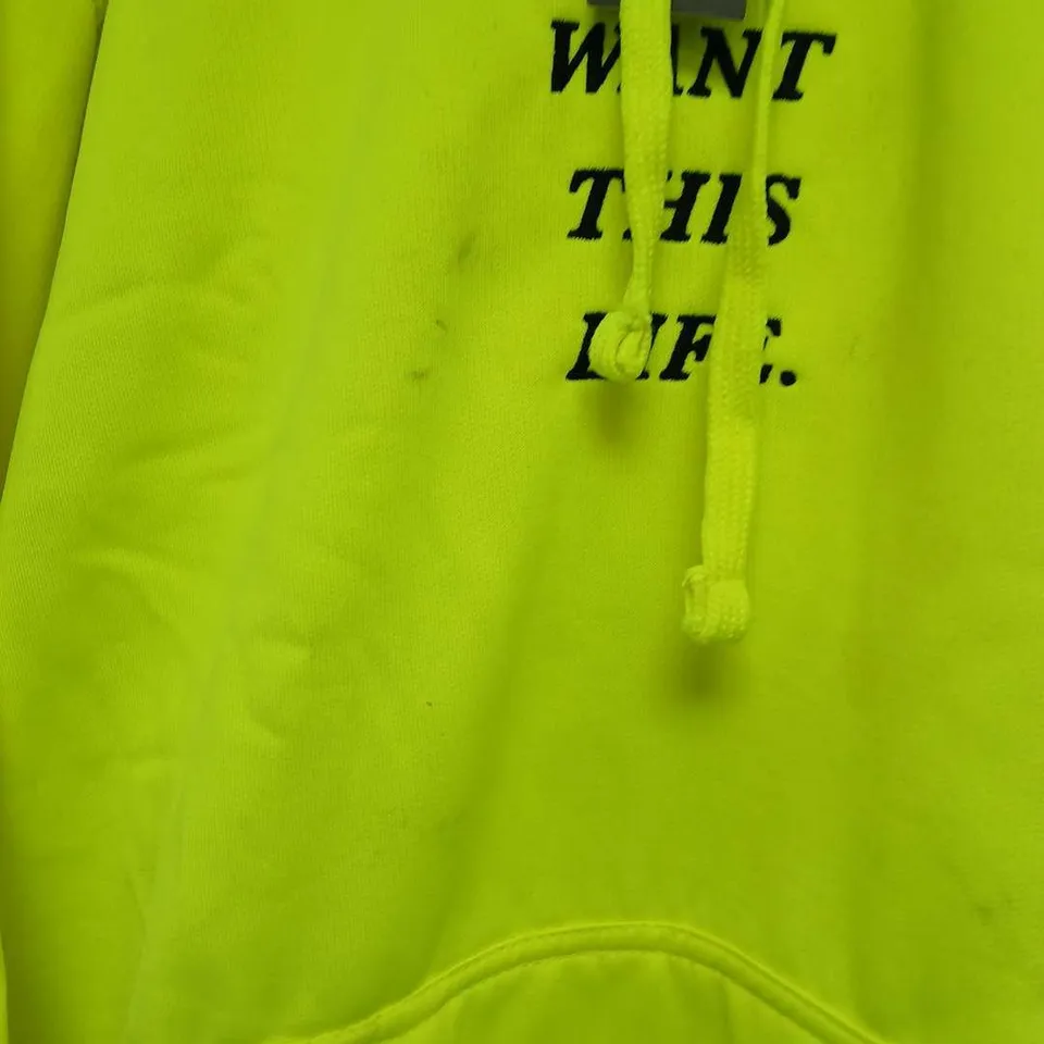 YOU DON'T WANT THIS LIFE LIMITED EDITION REDLINE HOODIE – NEON YELLOW, SIZE S