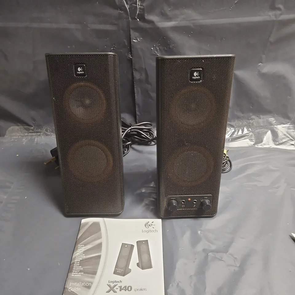 LOGITECH X-140 SPEAKERS – 2.0 PC STEREO PAIR WITH MANUAL