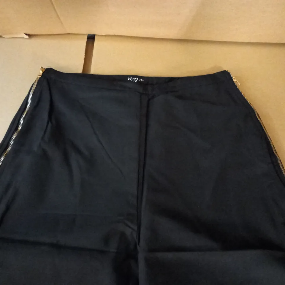 BRAND NEW KINTSUGI WOMENS BLACKK PETITE TROUSERS WITH SIDE ZIP - 12