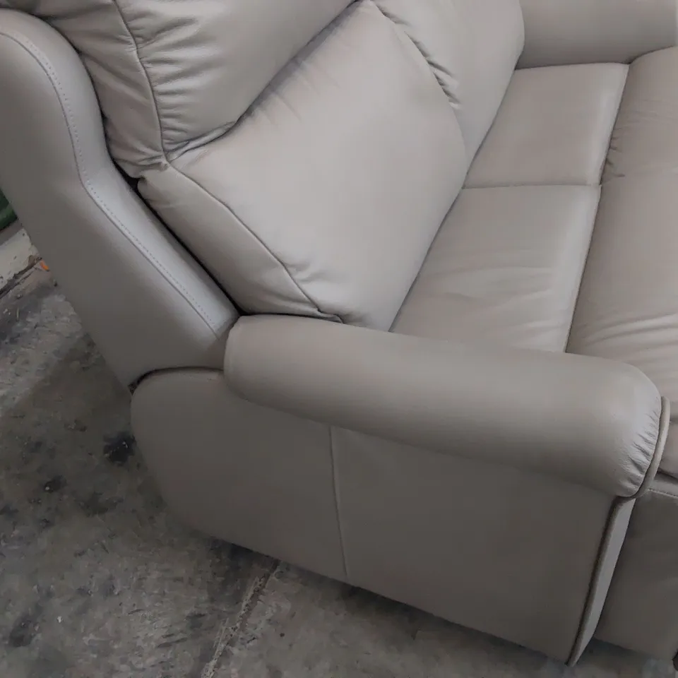 QUALITY BRITISH DESIGNER G PLAN NEWBURY TWO SEATER SOFA OXFORD MUSHROOM LEATHER 