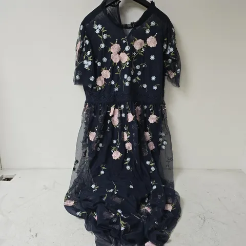 KALEIDOSCOPE NAVY EMBELLISHED MIDI DRESS - SIZE 22