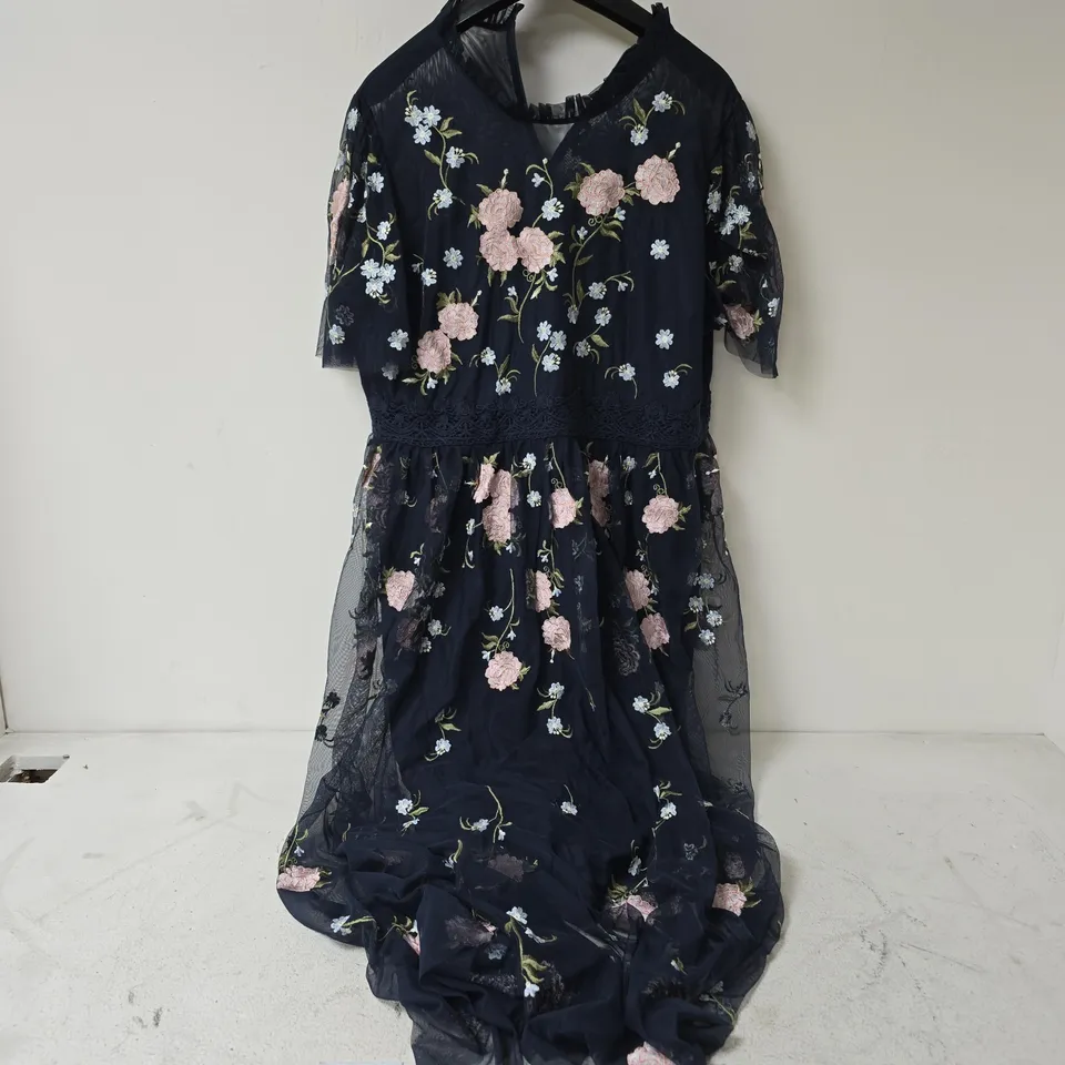 KALEIDOSCOPE NAVY EMBELLISHED MIDI DRESS - SIZE 22