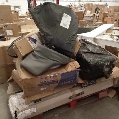 PALLET OF ASSORTED HOUSEHOLD GOODS AND PRODUCTS TO INCLUDE;RGB GAMING CHAIR,AIRBED,HEATED CLOTHES AIRER,LED PARASOL