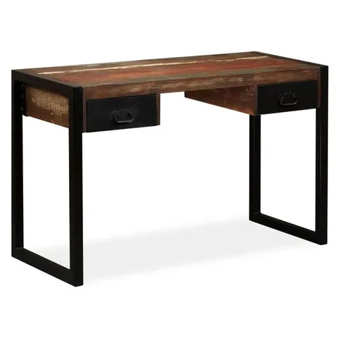 BOXED DESK WITH 2 DRAWERS SOLID RECLAIMED WOOD 120X50X76 CM (1 BOX)