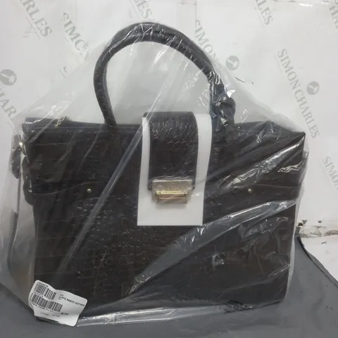 JULIEN MACDONLALD BROWN FAUX LEATHER HANDBAG