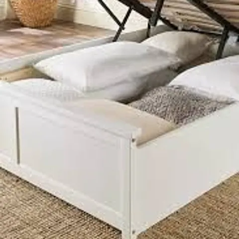 BOXED ASPIRE FURNITURE WOODEN 3FT SINGLE OTTOMAN BED - WHITE (2 BOXES)