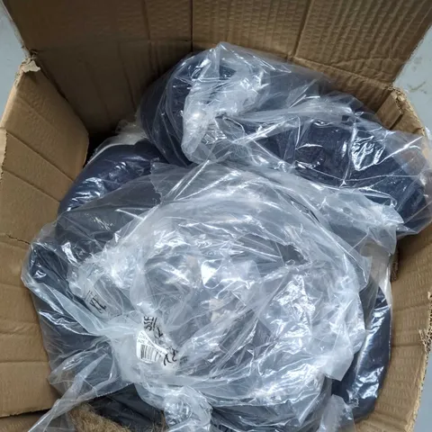 BOX OF APPROXIMATELY 10 ASSORTED CLOTHING ITEMS IN VARIOUS COLOURS, STYLES AND SIZES 