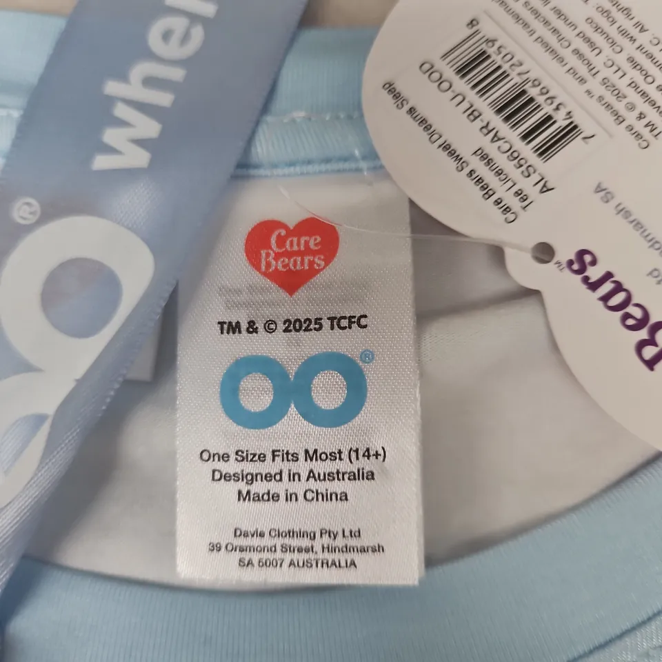 CARE BEARS SLEEP TEE – LIGHT BLUE, ONE SIZE FITS MOST (14+) LICENSED