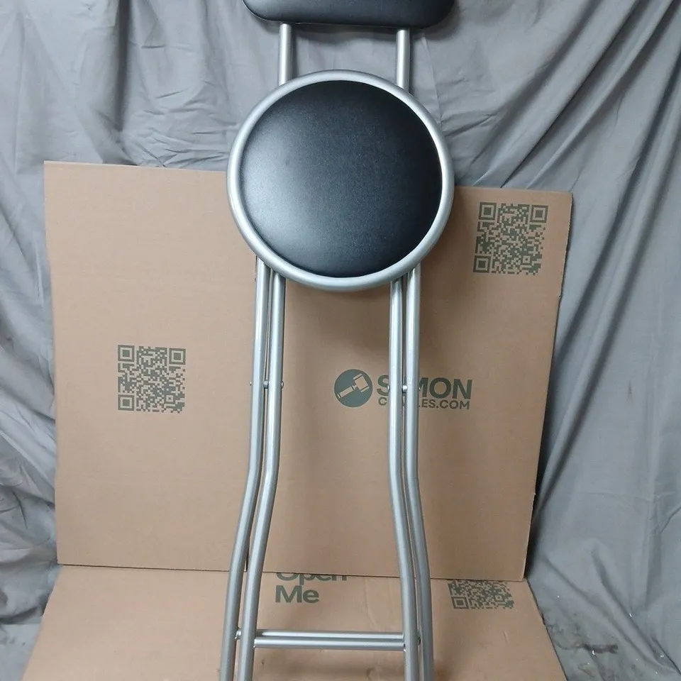 UNBOXED BLACK PADDED FOLDING HIGH CHAIR BREAKFAST KITCHEN BAR STOOL SEAT