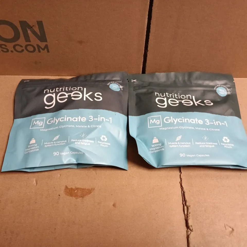 2 X NUTRITION GEEKS GLYCINATE 3 IN 1 90 VEGAN CAPSULES
