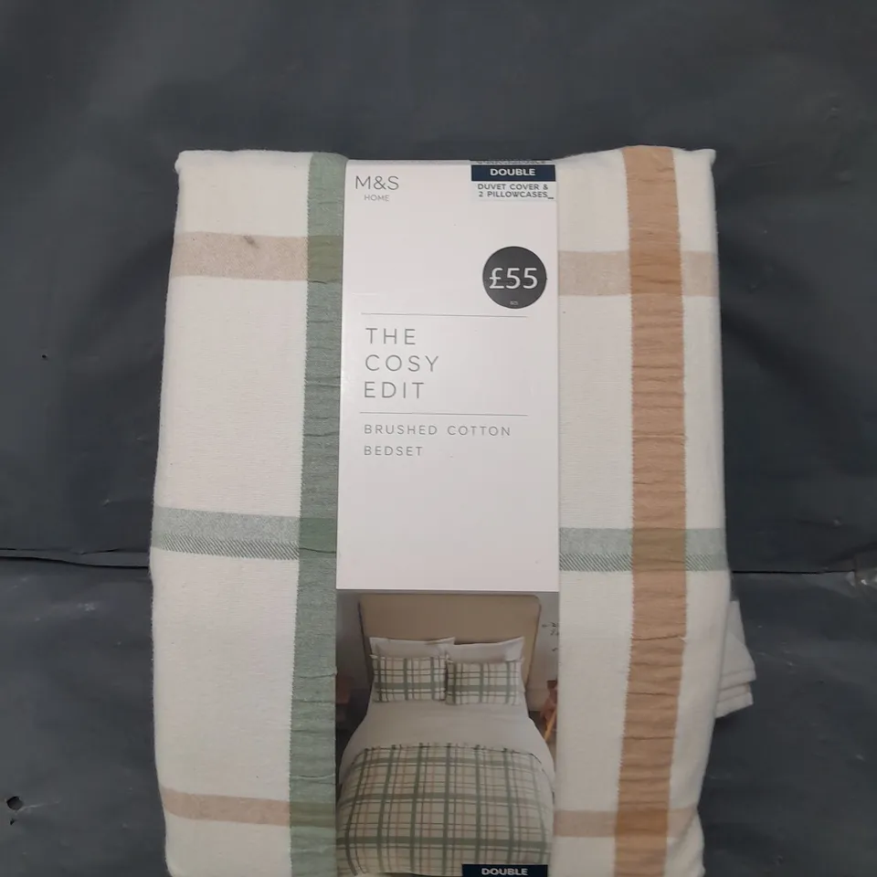 M&S HOME CODY EDIT BRUSHED COTTON BEDSET - DOUBLE 