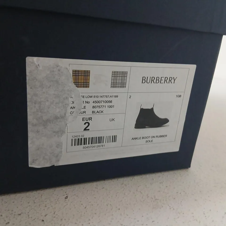 BURBERRY X TRICKER'S BLACK LEATHER CHELSEA BOOTS – ANKLE BOOTS, BOXED SIZE 2