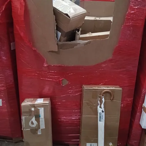 PALLET OF ASSORTED HOUSEHOLD GOODS AND PRODUCTS TO INCLUDE; UMBRELLA, CLOTHES AIRER,PILLOW