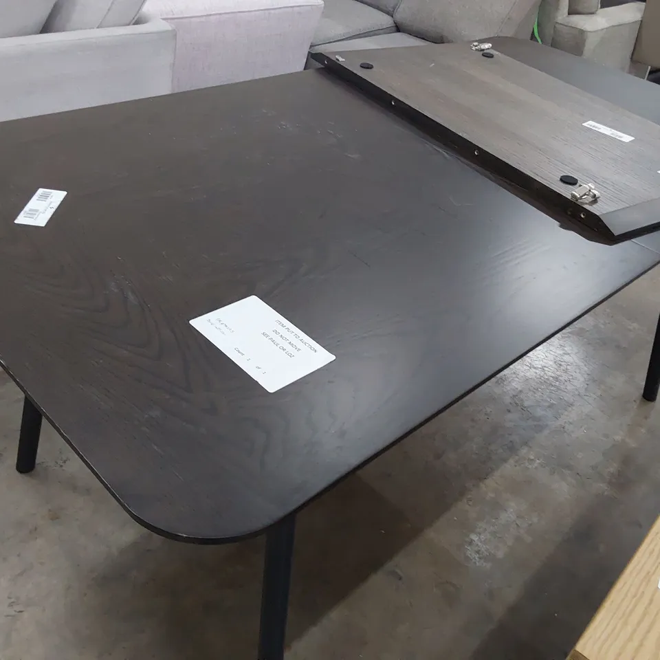 DESIGNER DARK WOOD EXTENDING DINING TABLE ON METAL FRAME (1 LEAF)