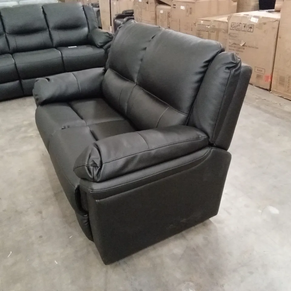 ALBION LUXURY FAUX LEATHER HIGH BACK 2 SEATER SOFA - BLACK RRP £519